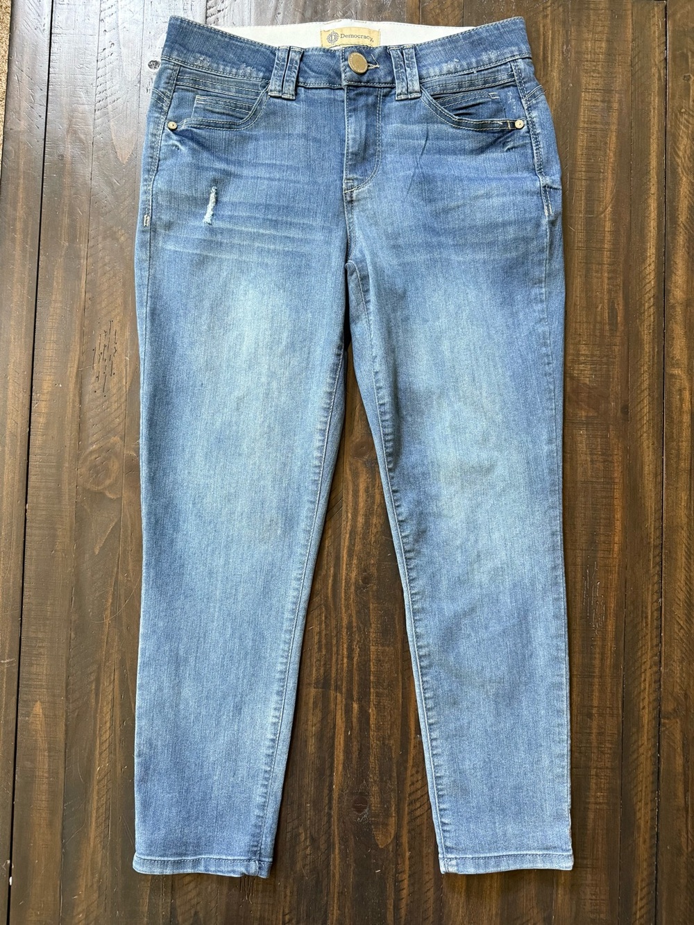 Democracy Ab Technology Crop Jeans Blue Denim Stretch Women’s Size 6 PETITE